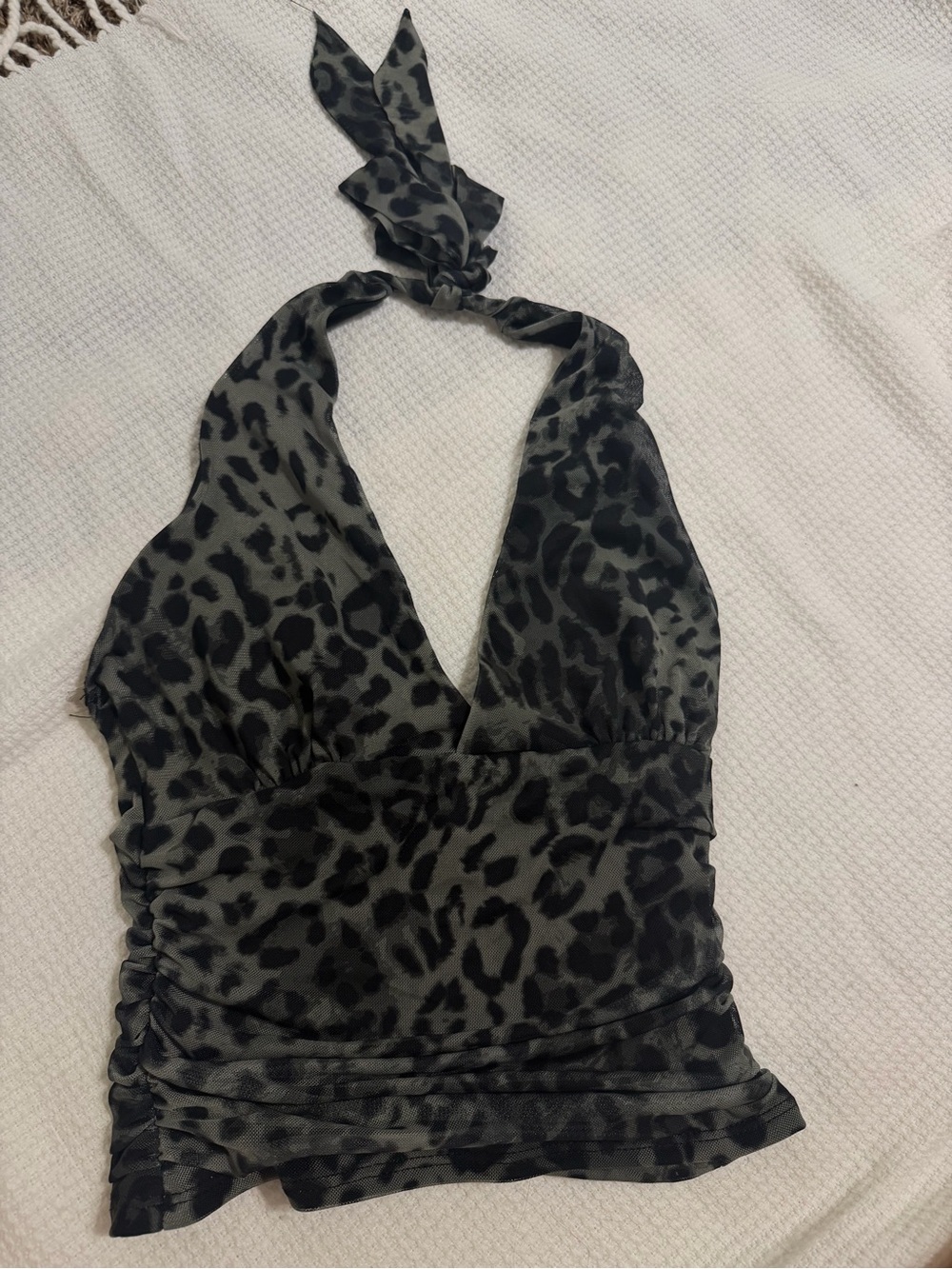 Windsor Charcoal Gray Leopard Print Halter Tank
